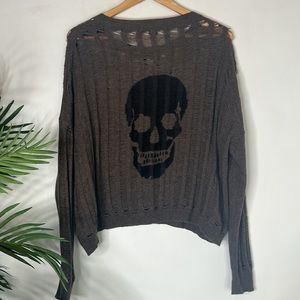 Skull Cashmere Brown Distressed Sweater